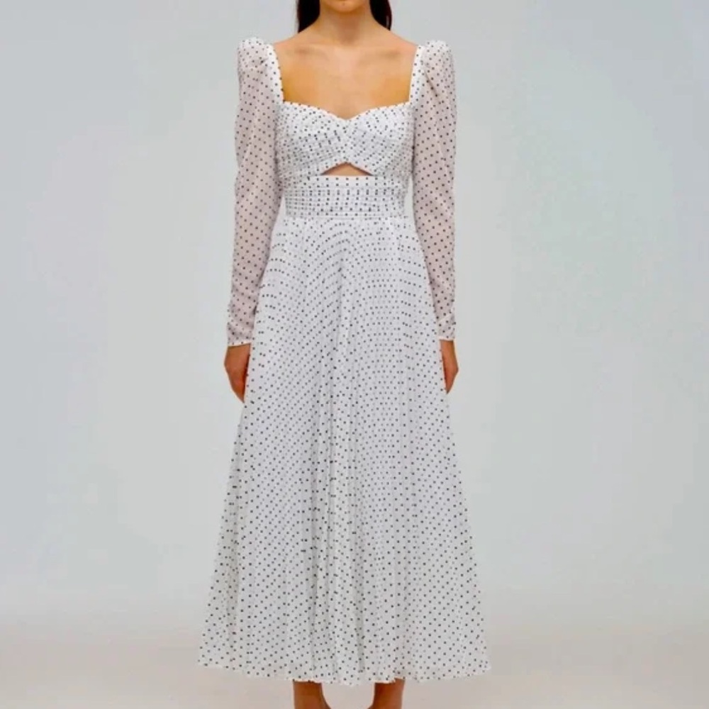 Self-Portrait Polka Dot Midi Dress